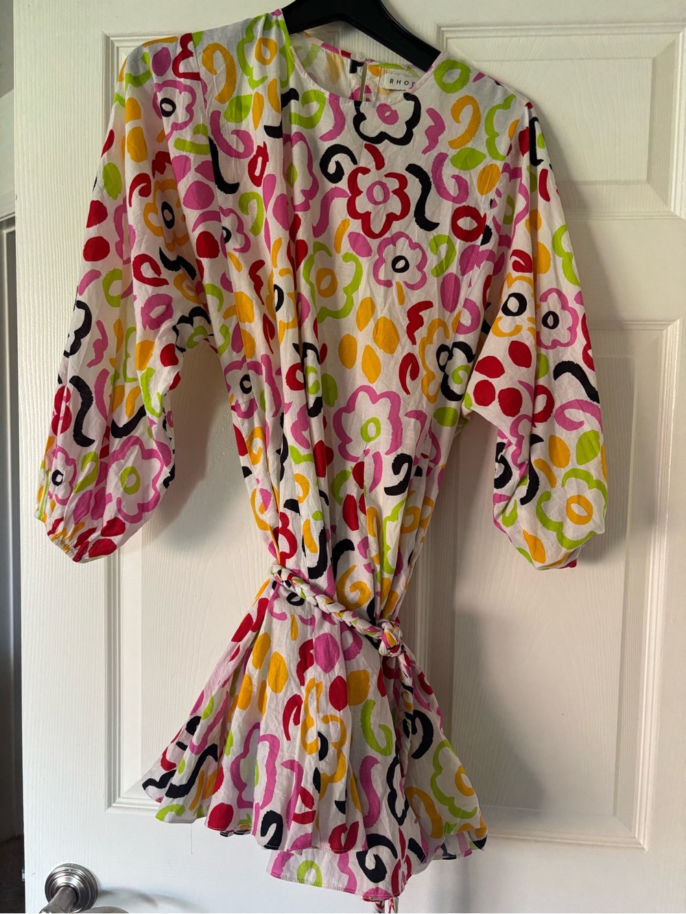 RHODE Ella Dress Multicolor Floral Belted Mini Size S